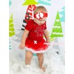 Xmas Red Baby Bodysuit Red White Pettiskirt & Sparkle Rhinestone Santa Baby & Red Headband White Red Ribbon Bow JS4172